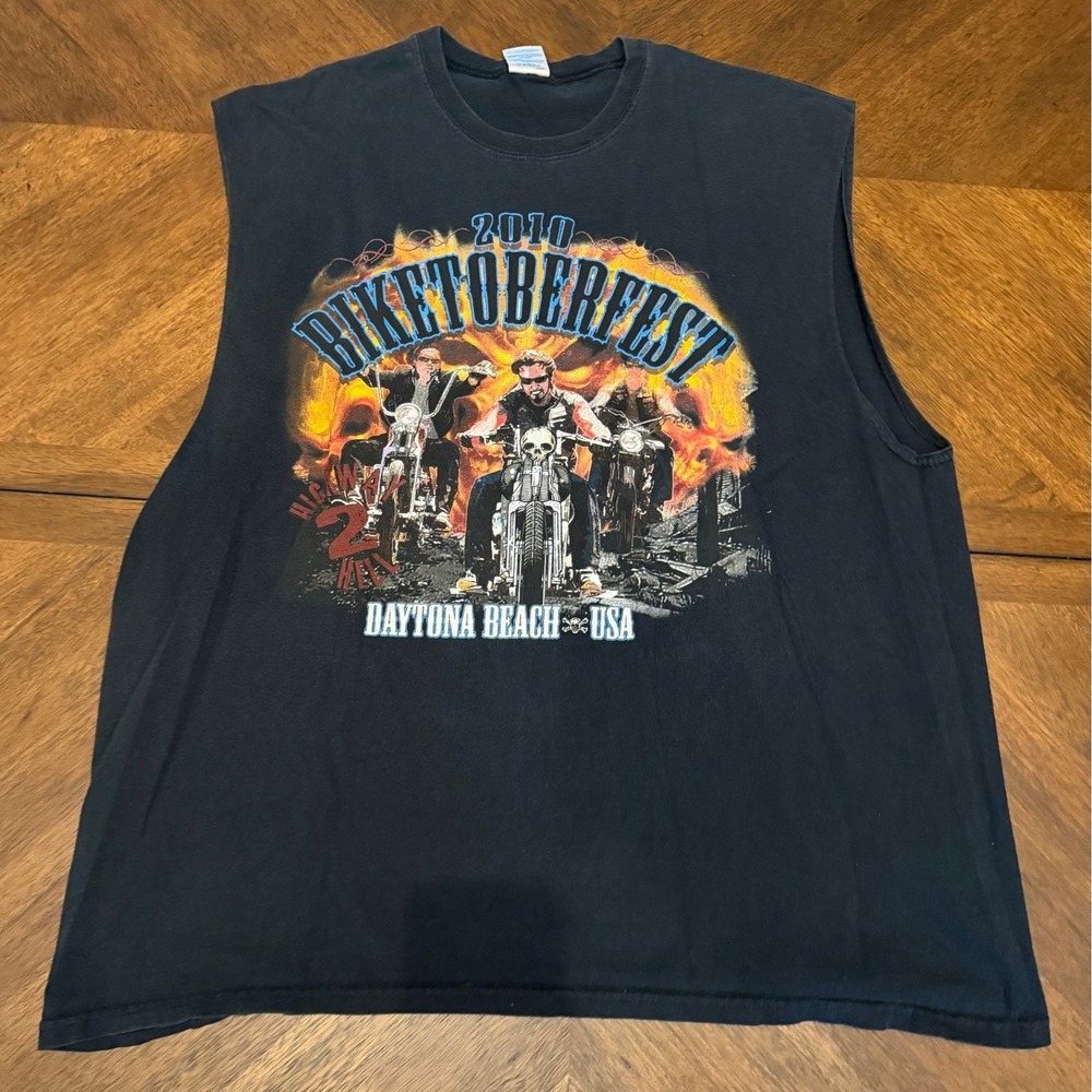 Gildan Biketoberfest 2010 Daytona Beach Biker Muscle Tank Top‎ Black 2XL